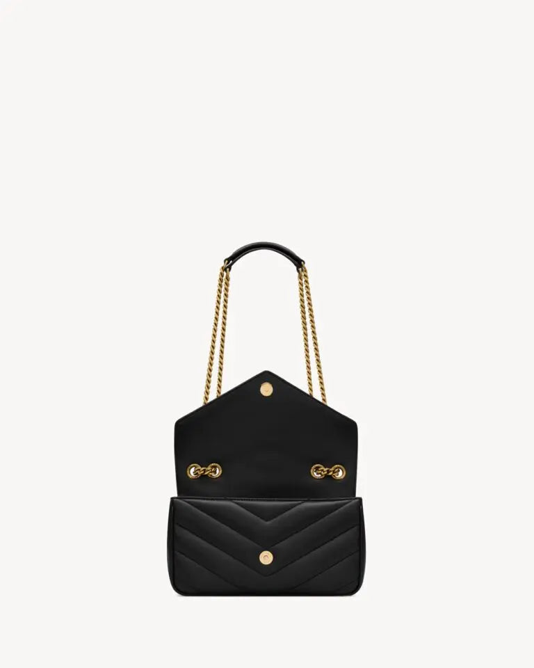 Loulou Small Quilted Shoulder Bag Black Lambskin Leather Bronze-Tone Hardware