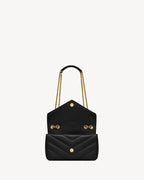 Loulou Small Quilted Shoulder Bag Black Lambskin Leather Bronze-Tone Hardware