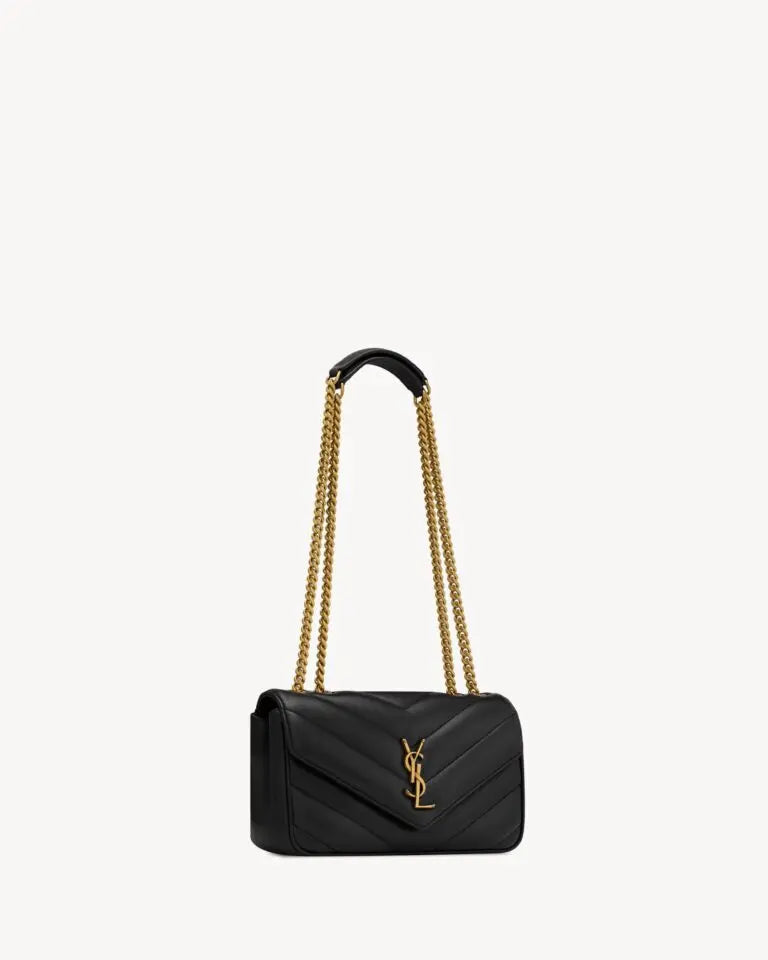 Loulou Small Quilted Shoulder Bag Black Lambskin Leather Bronze-Tone Hardware