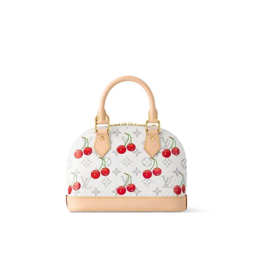Alma BB Mini Handbag Brown Monogram Cherry Print Coated Canvas Gold-Tone Hardware