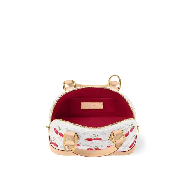 Alma BB Mini Handbag Brown Monogram Cherry Print Coated Canvas Gold-Tone Hardware