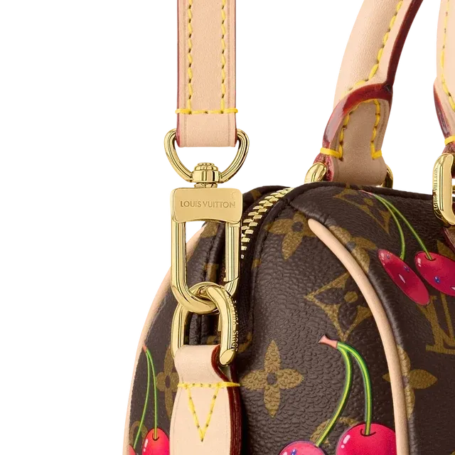Speedy Bandoulière 20 Mini Handbag Brown Monogram Cherry Print Coated Canvas
