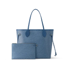 Neverfull MM Tote Bag Denim Blue Epi Leather Gold-Tone Hardware