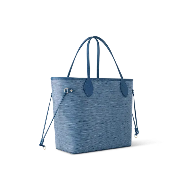 Neverfull MM Tote Bag Denim Blue Epi Leather Gold-Tone Hardware