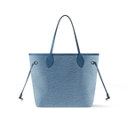 Neverfull MM Tote Bag Denim Blue Epi Leather Gold-Tone Hardware