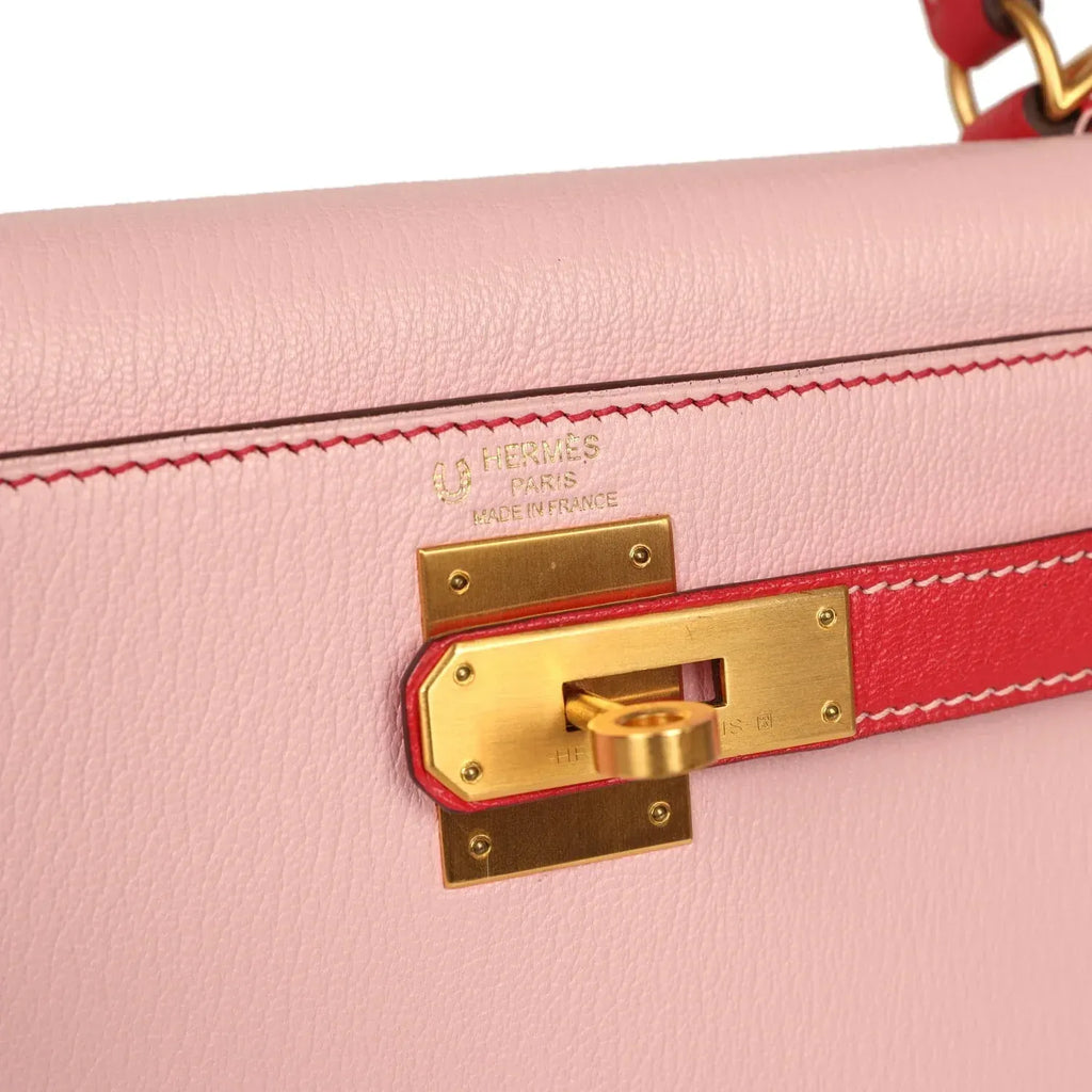 Special Order Kelly Sellier 28 Rose Sakura Rose Extreme Chevre Leather Brushed Gold Hardware