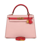 Special Order Kelly Sellier 28 Rose Sakura Rose Extreme Chevre Leather Brushed Gold Hardware