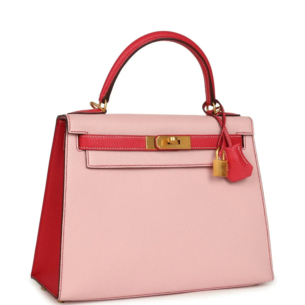 Special Order Kelly Sellier 28 Rose Sakura Rose Extreme Chevre Leather Brushed Gold Hardware